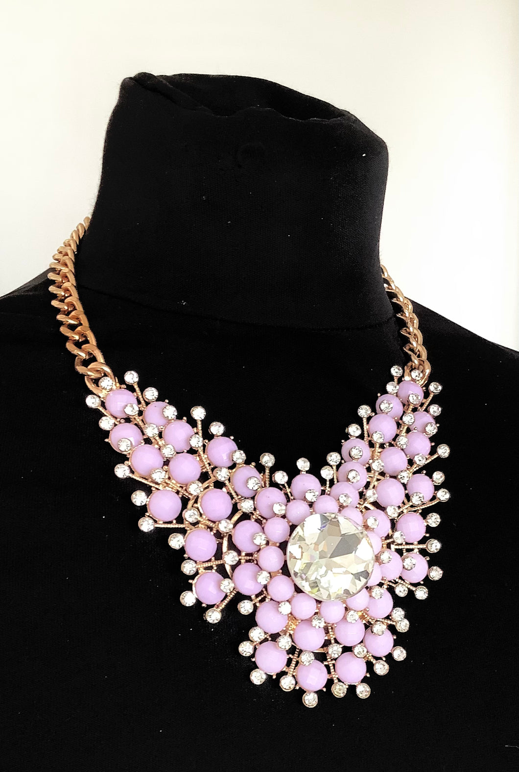 Lilac Jewelled Statement Necklace