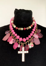 Load image into Gallery viewer, Pink Layered Bead Statement Necklace
