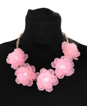 Load image into Gallery viewer, Baby Pink Acrylic Floral Statement Necklace

