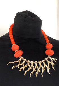 Orange Coral Branch Necklace