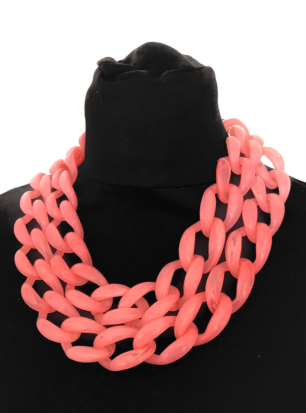 Pink Two Row Chain Statement Necklace