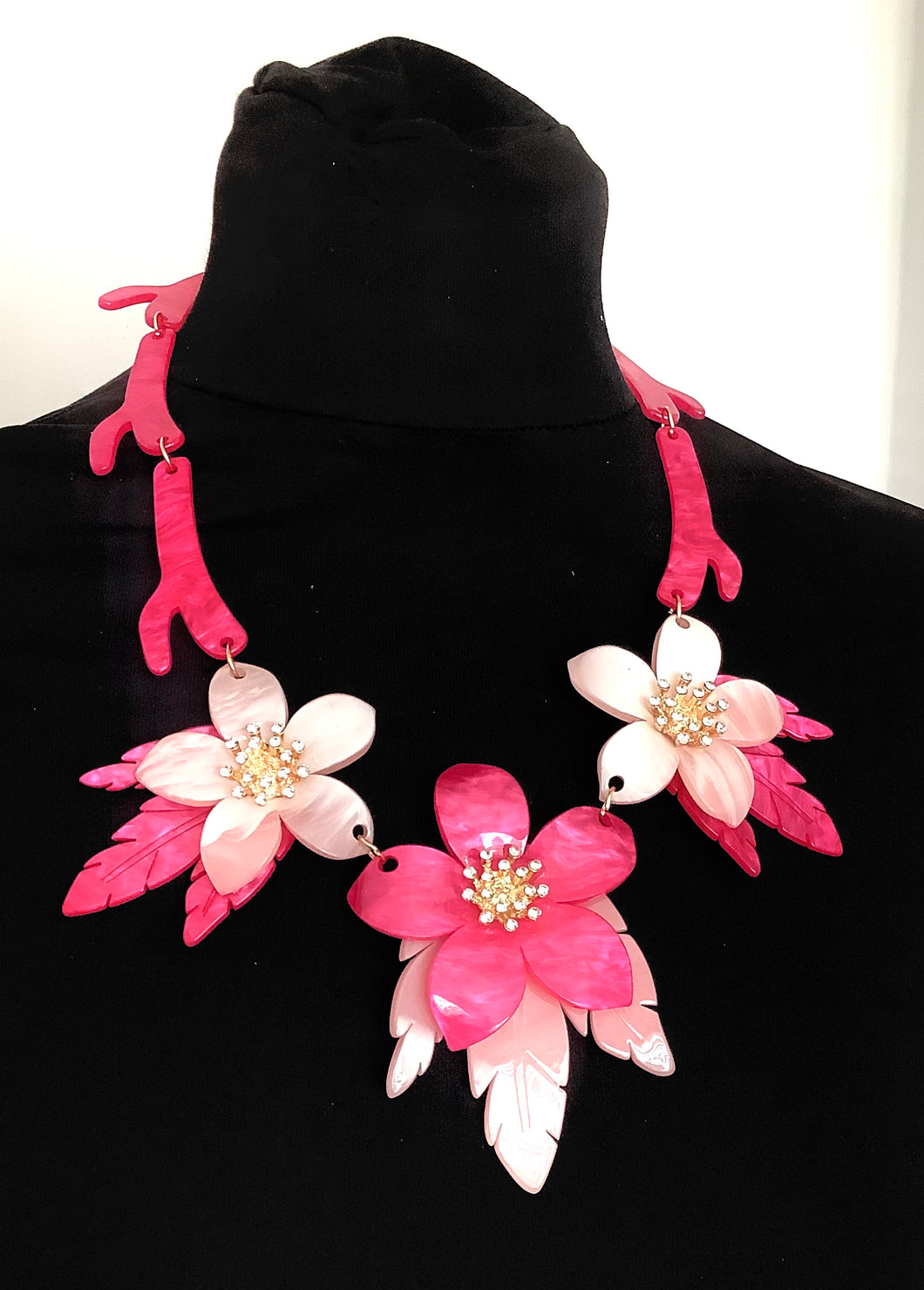 Pink Floral Statement Necklace