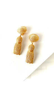 Clip On Gold Vintage Tassel Earrings