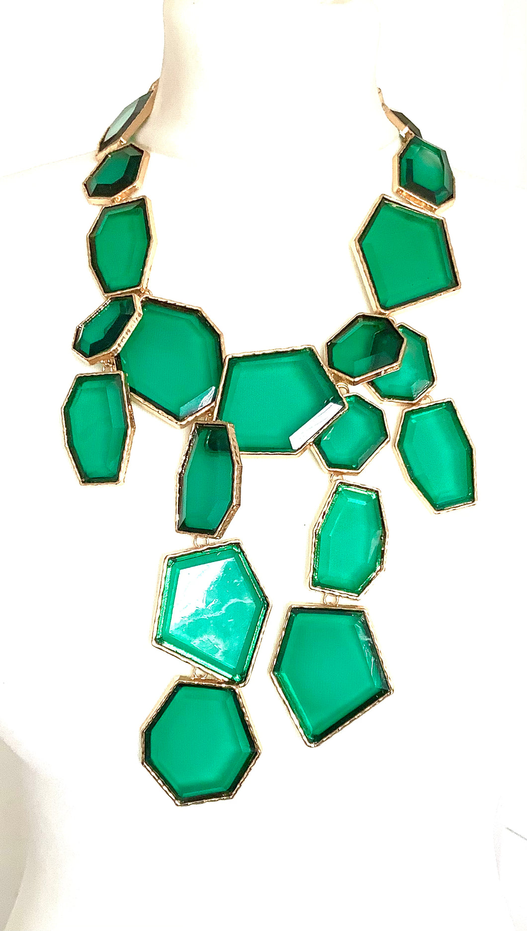 Green Abstract Resin Statement Necklace
