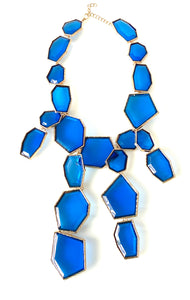 Blue Abstract Resin Statement Necklace