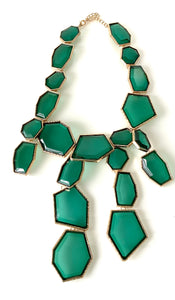 Green Abstract Resin Statement Necklace