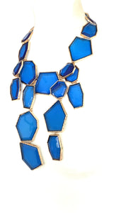 Blue Abstract Resin Statement Necklace