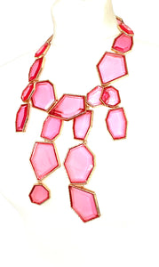 Pink Abstract Resin Statement Necklace