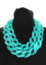 Load image into Gallery viewer, Aqua Two Row Chain Statement Necklace
