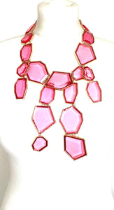 Pink Abstract Resin Statement Necklace