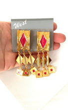 Load image into Gallery viewer, Clip On Vintage Gold and Pink Earrings
