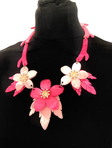 Pink Floral Statement Necklace