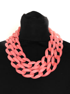 Pink Two Row Chain Statement Necklace