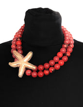 Load image into Gallery viewer, Rust Bead and Gold Starfish Necklace
