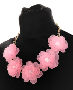 Baby Pink Acrylic Floral Statement Necklace