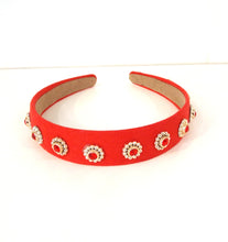 Load image into Gallery viewer, Red Faux Suede Jewelled Headband
