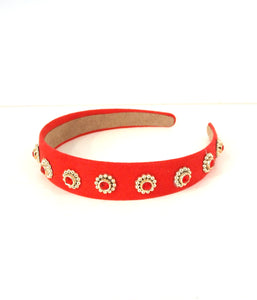 Red Faux Suede Jewelled Headband