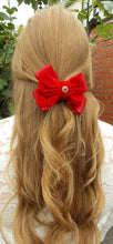 Load image into Gallery viewer, Red Velvet Bow Hair Clip
