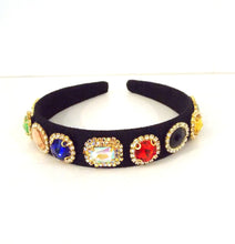 Load image into Gallery viewer, Black Baroque Jewelled Headband
