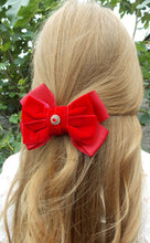 Load image into Gallery viewer, Red Velvet Bow Hair Clip
