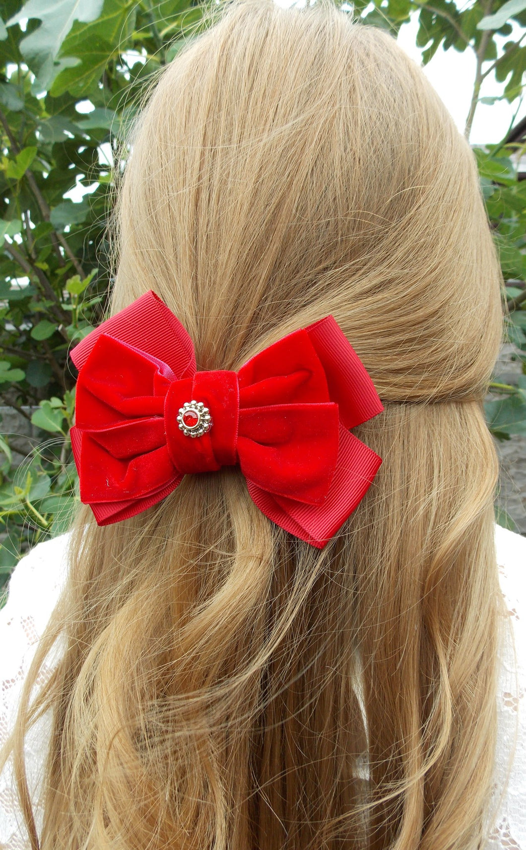 Red Velvet Bow Hair Clip