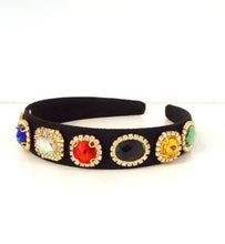 Load image into Gallery viewer, Black Baroque Jewelled Headband
