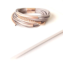 Load image into Gallery viewer, Taupe and Rose Gold Magnetic Bracelet
