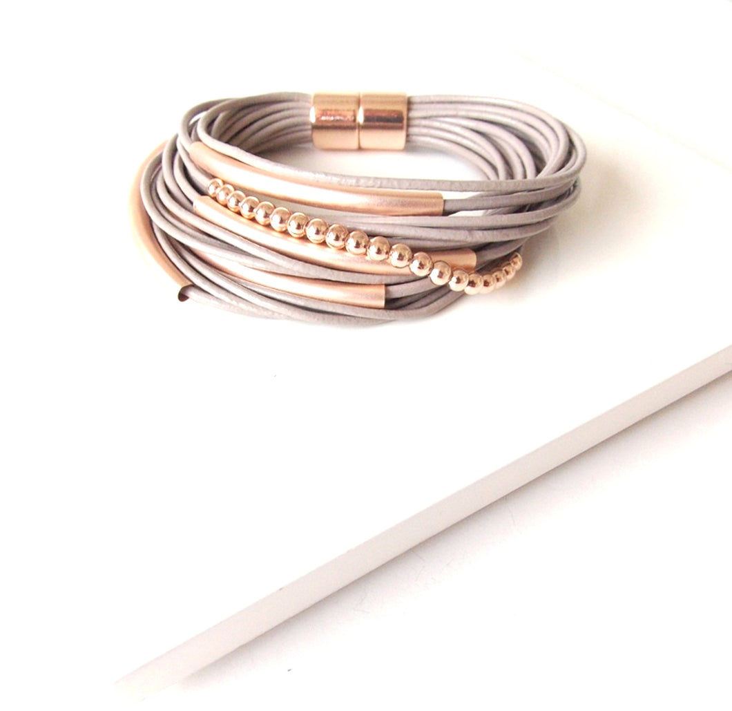 Taupe and Rose Gold Magnetic Bracelet