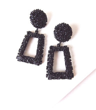Load image into Gallery viewer, Black Textured Geometric  Statement Earrings
