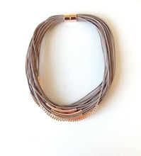 Load image into Gallery viewer, Taupe and Rose Gold Layered Magnetic Necklace
