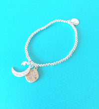 Load image into Gallery viewer, Silver Moon and Stars Stretch Bracelet
