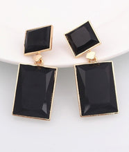 Load image into Gallery viewer, Black Rectangle Drop Earrings
