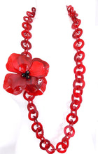 Load image into Gallery viewer, Long Red Acrylic Flower Chain Statement Necklace
