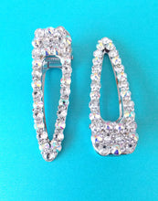 Load image into Gallery viewer, Set of 2 Silver Crystal Jewelled Hair Slides
