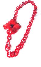 Load image into Gallery viewer, Long Red Acrylic Flower Chain Statement Necklace

