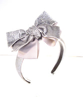 Load image into Gallery viewer, Girls Silver Bow Headband
