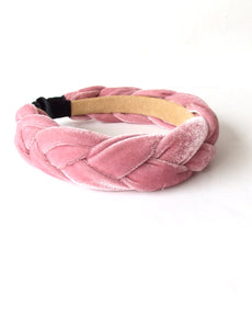 Pink Velvet Plait Style Headband
