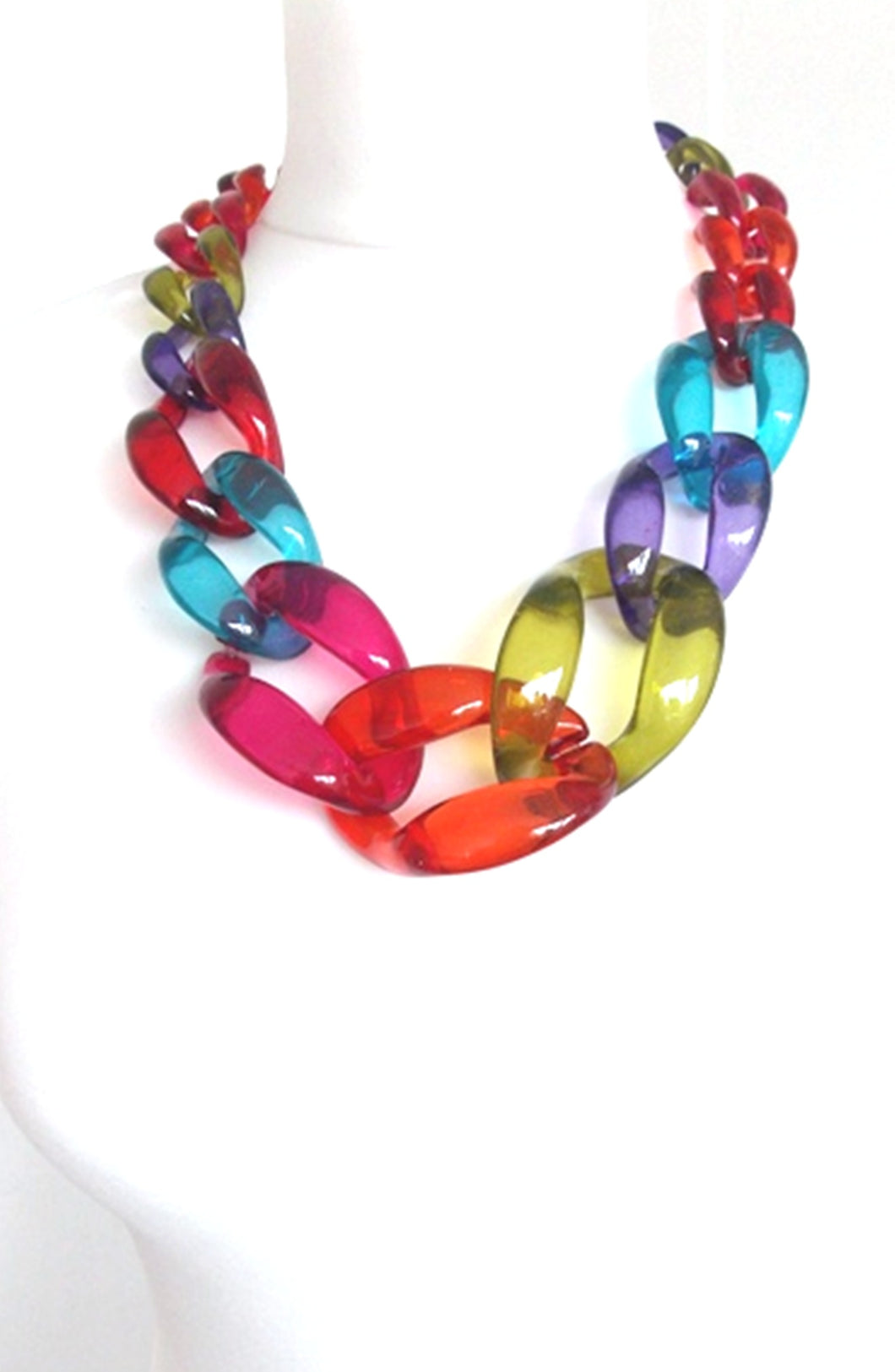 Chunky Multi-Coloured Acrylic Chain Statement Necklace
