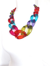 Load image into Gallery viewer, Chunky Multi-Coloured Acrylic Chain Statement Necklace
