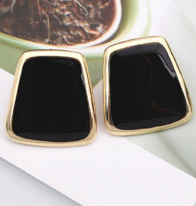 Black and Gold Stud Earrings