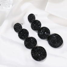 Load image into Gallery viewer, Black Rhinestone Four Tier Statement Earrings
