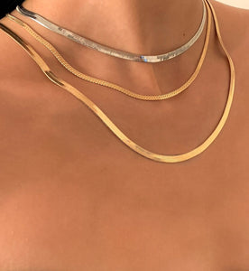 Layered Gold and Silver Herringbone Necklace