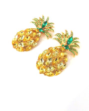Load image into Gallery viewer, Yellow Jewelled Pineapple Earrings
