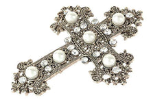 Load image into Gallery viewer, Gold and Pearl Crucifix Brooch
