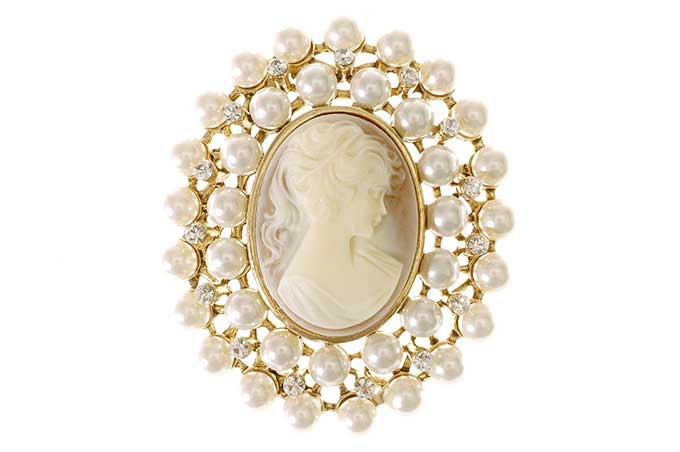 Pearl Cameo Victorian Style Brooch
