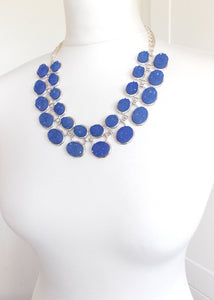 Cobalt Blue Druzy Style Statement Necklace