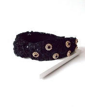 Load image into Gallery viewer, Black Lace Jewelled Knot Headband

