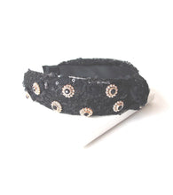 Load image into Gallery viewer, Black Lace Jewelled Knot Headband
