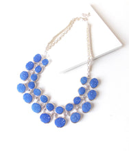 Load image into Gallery viewer, Cobalt Blue Druzy Style Statement Necklace
