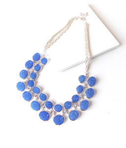 Cobalt Blue Druzy Style Statement Necklace